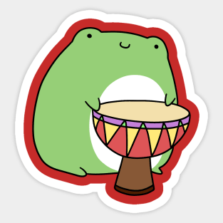 Frog Playing Djembe Sticker